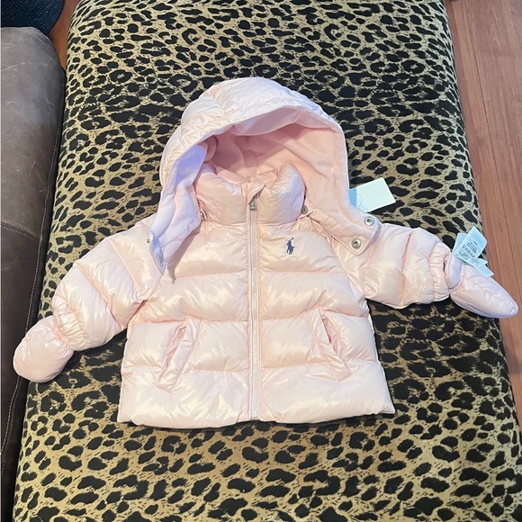 🩷 Ralph Lauren Baby Girl Pink Down Puffer Jacket Snowsuit | 4pc Set | NB - Picture 5 of 13